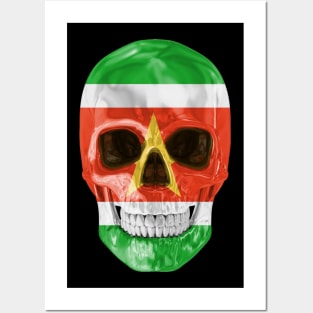 Suriname Flag Skull - Gift for Surinamese With Roots From Suriname Posters and Art